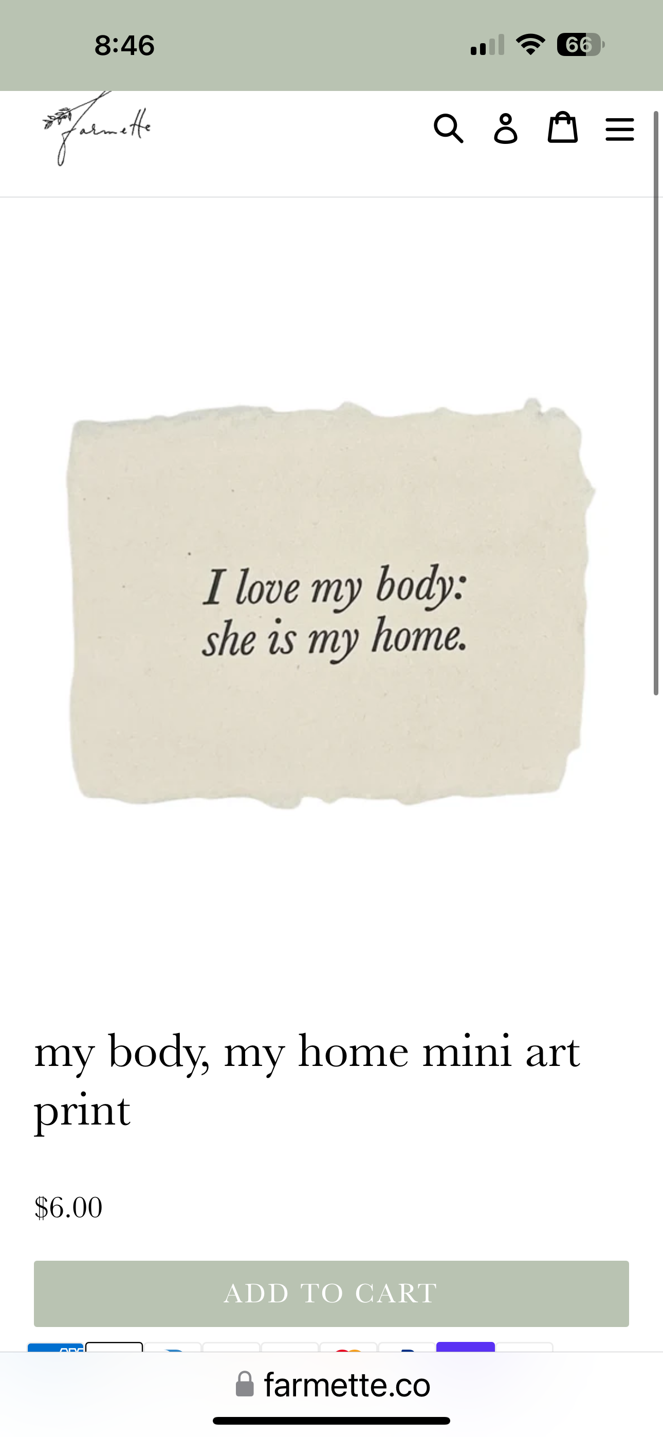 my body, my home mini art print